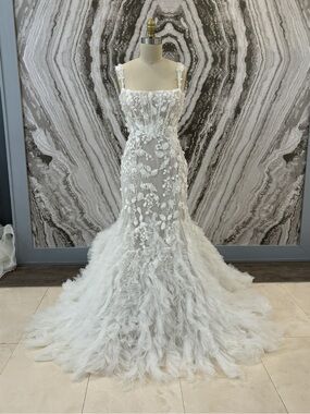 Martina Liana White Floral Lace Mermaid Bridal Gown